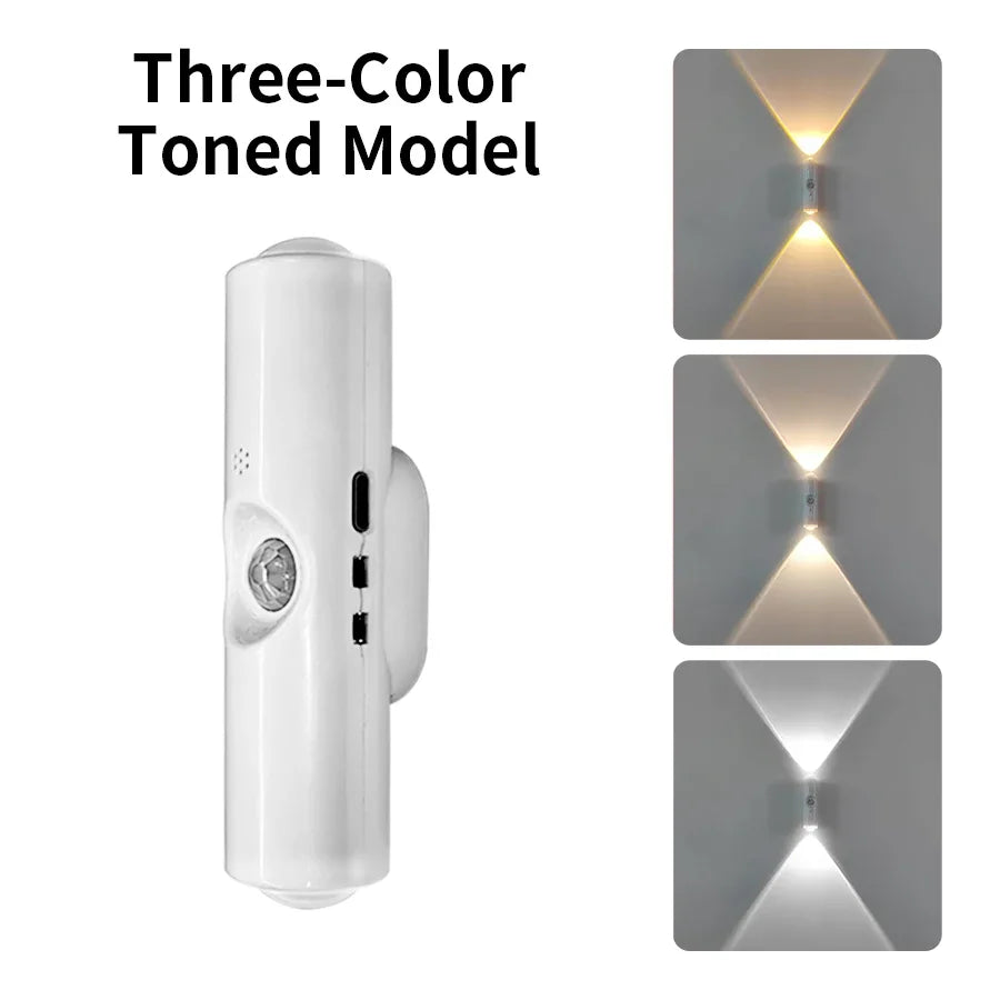 LED Night Lights Double-head Sunset Wall Lamp Motion Sensor RGB Ambient Light Magnetic USB Rechargeable Party Corridor Closets