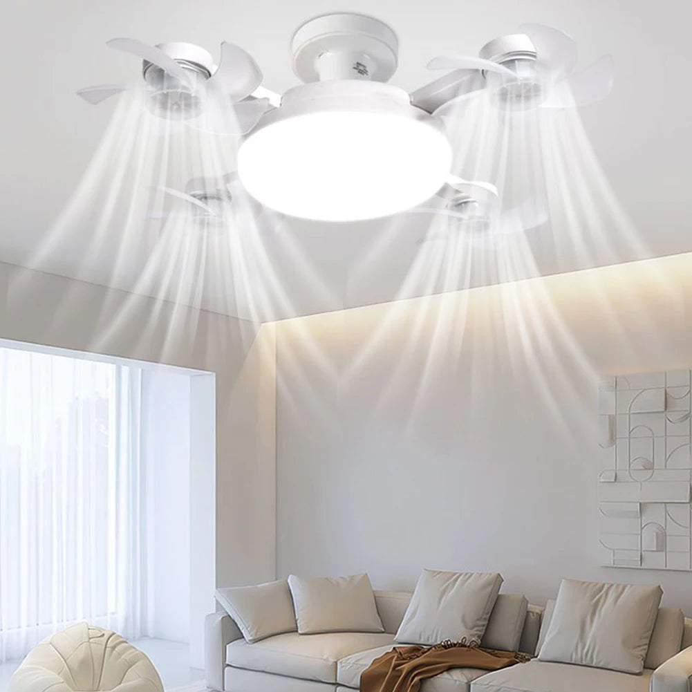 2 In 1 Hanging Fan with LED Light E27 Universal Dimming Drone Fan Silent Ceiling Drone Fan for Dining Room Bedroom Living Room