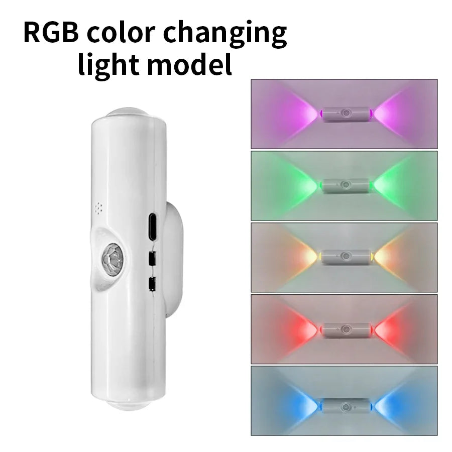LED Night Lights Double-head Sunset Wall Lamp Motion Sensor RGB Ambient Light Magnetic USB Rechargeable Party Corridor Closets