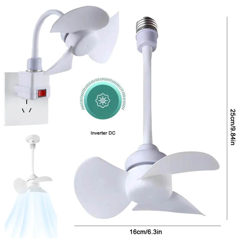 2 In 1 Hanging Fan with LED Light E27 Universal Dimming Drone Fan Silent Ceiling Drone Fan for Dining Room Bedroom Living Room